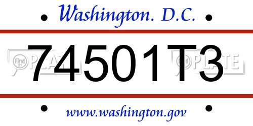 74501T3 District Of Columbia License Plate