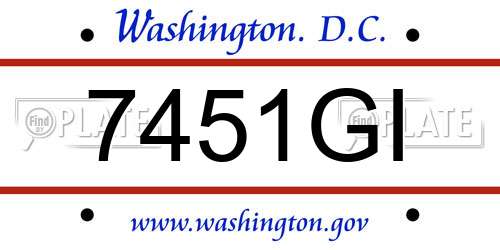 7451GI District Of Columbia License Plate