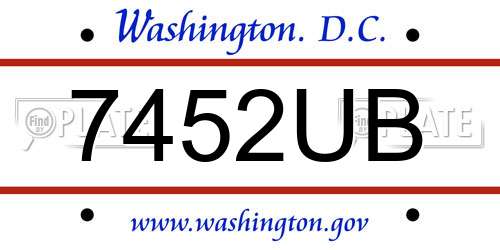 7452UB District Of Columbia License Plate