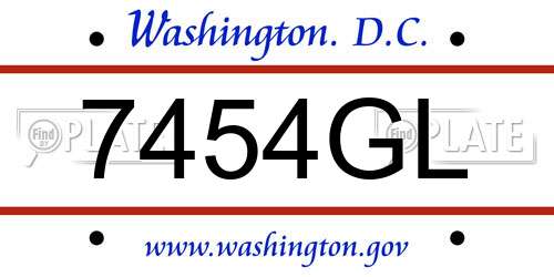 7454GL District Of Columbia License Plate