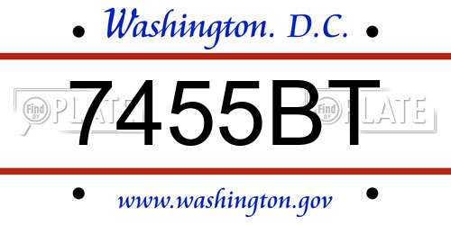 7455BT District Of Columbia License Plate