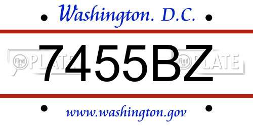 7455BZ District Of Columbia License Plate