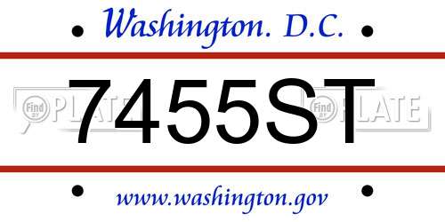 7455ST District Of Columbia License Plate