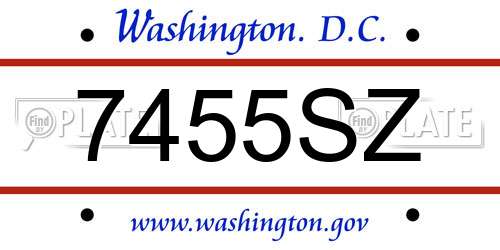 7455SZ District Of Columbia License Plate