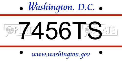 7456TS District Of Columbia License Plate