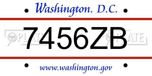 7456ZB District Of Columbia License Plate