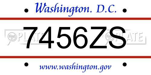 7456ZS District Of Columbia License Plate