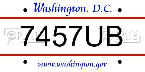7457UB District Of Columbia License Plate
