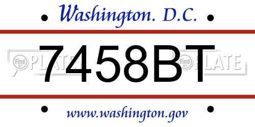 7458BT District Of Columbia License Plate