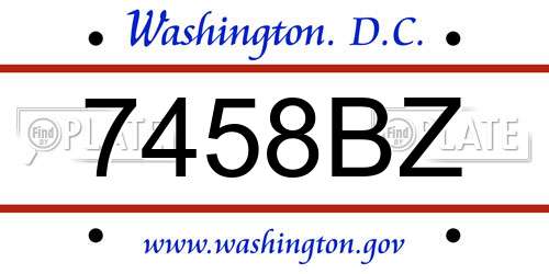 7458BZ District Of Columbia License Plate