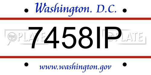 7458IP District Of Columbia License Plate