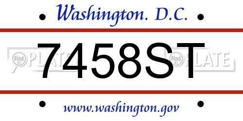 7458ST District Of Columbia License Plate