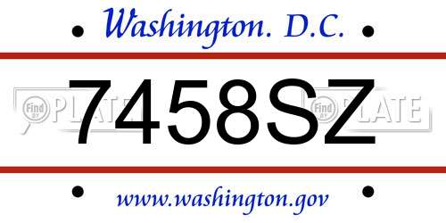 7458SZ District Of Columbia License Plate