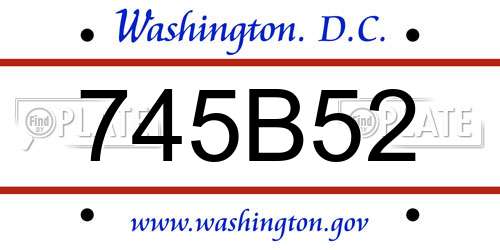 745B52 District Of Columbia License Plate