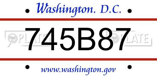 745B87 District Of Columbia License Plate