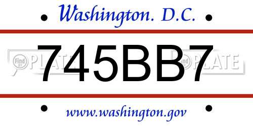 745BB7 District Of Columbia License Plate