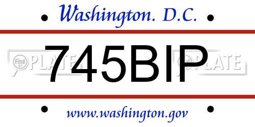 745BIP District Of Columbia License Plate