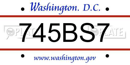 745BS7 District Of Columbia License Plate