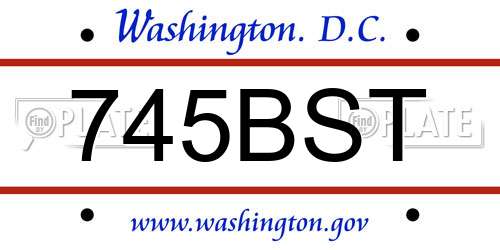 745BST District Of Columbia License Plate
