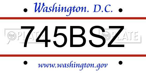 745BSZ District Of Columbia License Plate