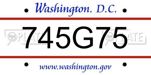 745G75 District Of Columbia License Plate