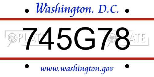 745G78 District Of Columbia License Plate
