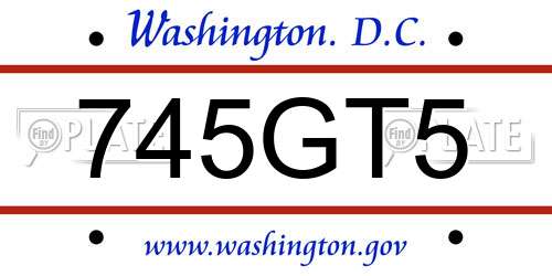 745GT5 District Of Columbia License Plate