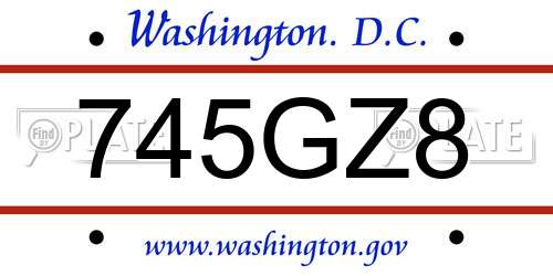 745GZ8 District Of Columbia License Plate