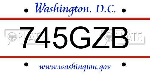 745GZB District Of Columbia License Plate