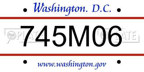 745M06 District Of Columbia License Plate