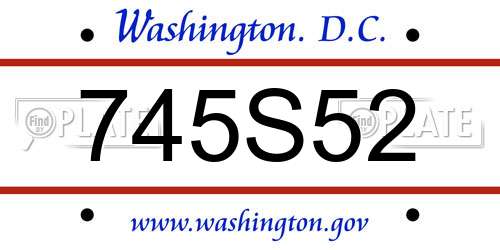 745S52 District Of Columbia License Plate