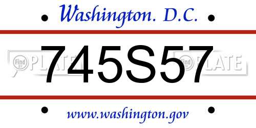745S57 District Of Columbia License Plate
