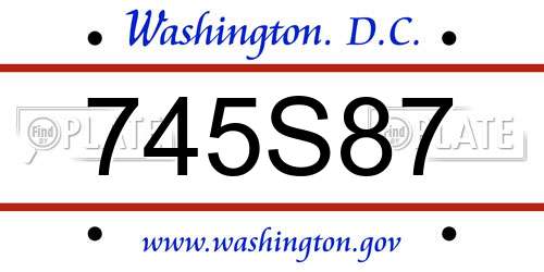 745S87 District Of Columbia License Plate
