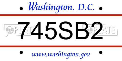 745SB2 District Of Columbia License Plate