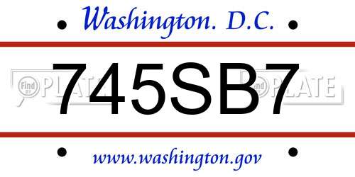 745SB7 District Of Columbia License Plate