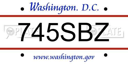745SBZ District Of Columbia License Plate