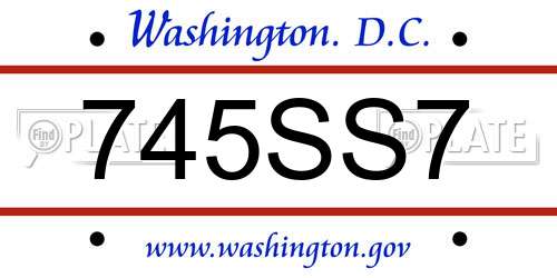 745SS7 District Of Columbia License Plate