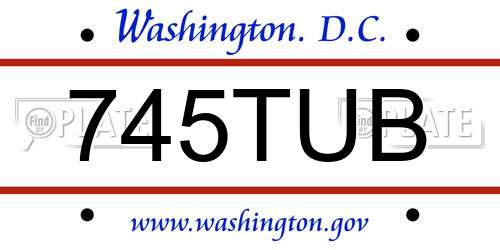 745TUB District Of Columbia License Plate