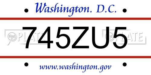 745ZU5 District Of Columbia License Plate