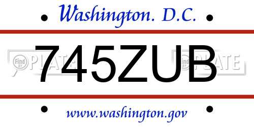 745ZUB District Of Columbia License Plate