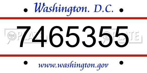 7465355 District Of Columbia License Plate