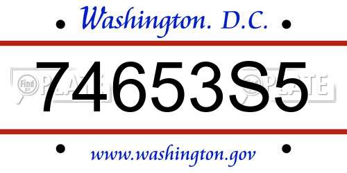 74653S5 District Of Columbia License Plate