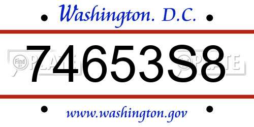 74653S8 District Of Columbia License Plate
