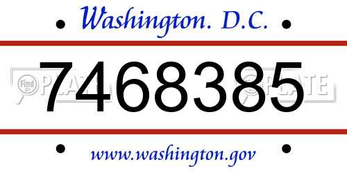 7468385 District Of Columbia License Plate