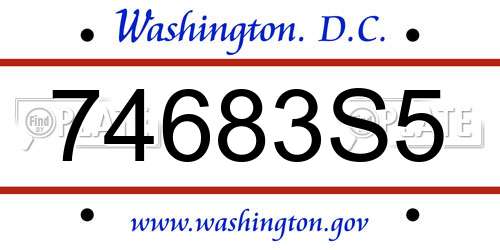 74683S5 District Of Columbia License Plate