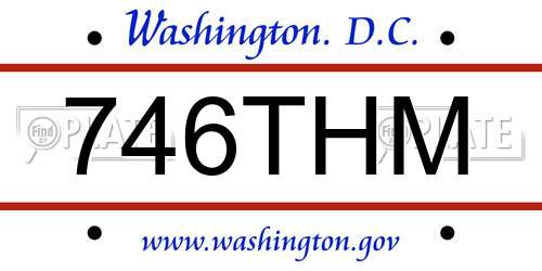 746THM District Of Columbia License Plate