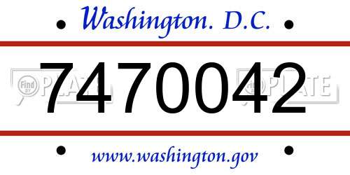 7470042 District Of Columbia License Plate