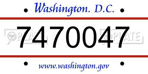 7470047 District Of Columbia License Plate