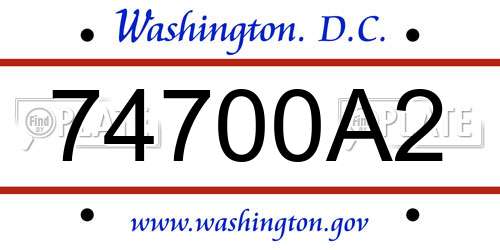 74700A2 District Of Columbia License Plate