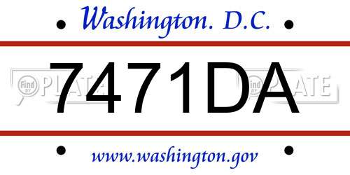 7471DA District Of Columbia License Plate